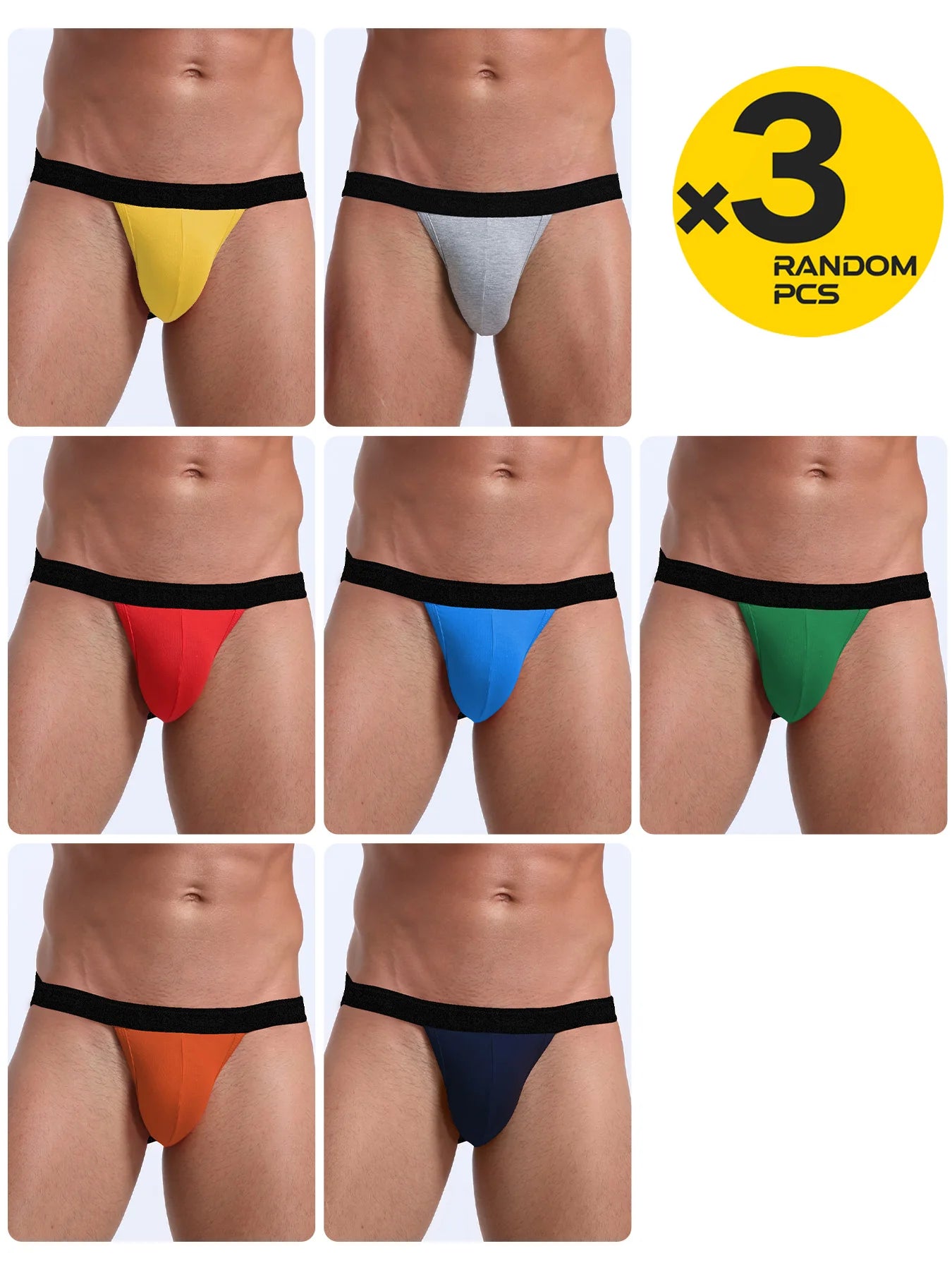 Random 3pcs Men Sexy Jockstrap Thongs Pouch Cuecas Briefs Underwear Man Cotton Panties Underpants Gay Slip Homme Srting