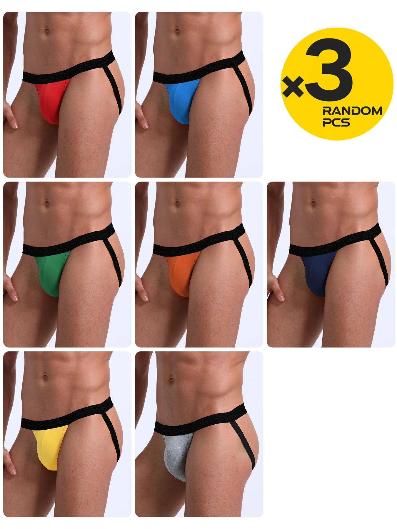 Random 3pcs Men Sexy Jockstrap Thongs Pouch Cuecas Briefs Underwear Man Cotton Panties Underpants Gay Slip Homme Srting