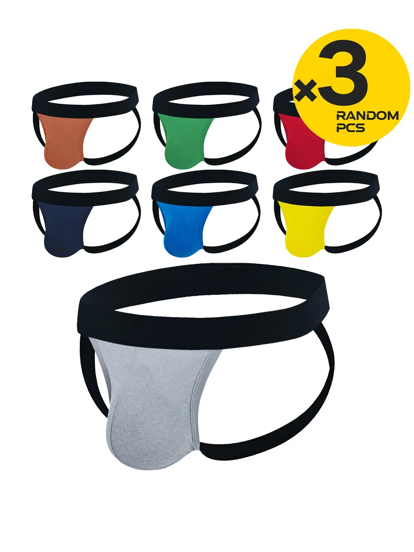 Random 3pcs Men Sexy Jockstrap Thongs Pouch Cuecas Briefs Underwear Man Cotton Panties Underpants Gay Slip Homme Srting