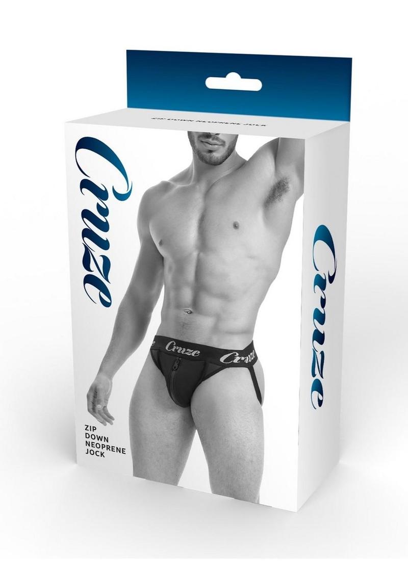 Cruze Zip Down Neoprene Jockstrap Fetish Zipper Jock for Men